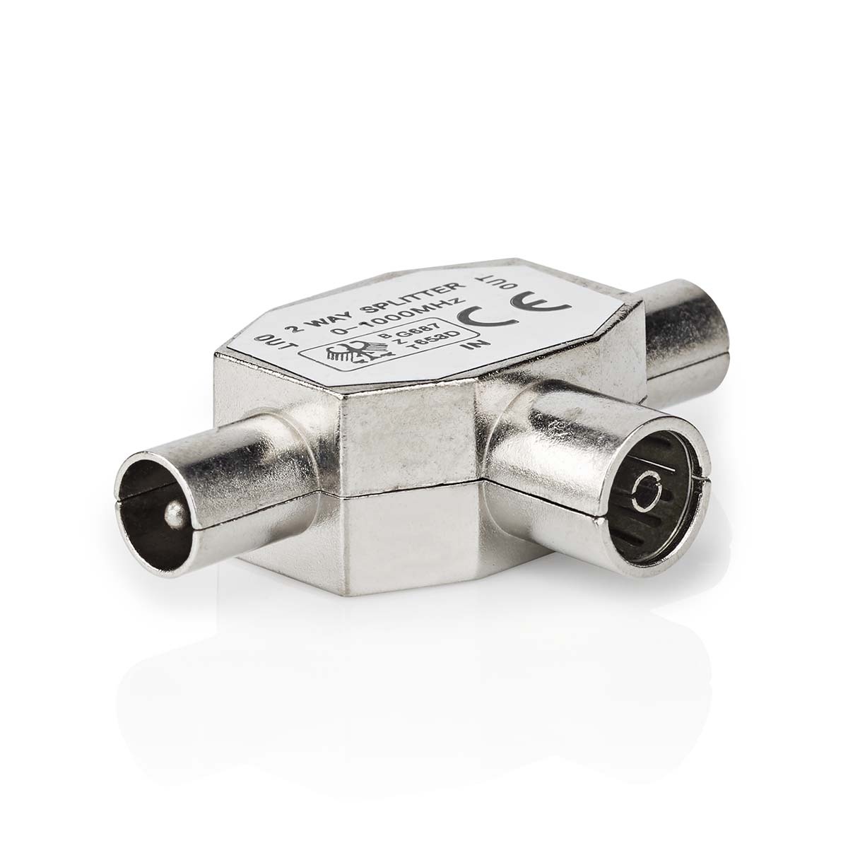 Nedis TV splitter met 2 uitgangen | metaal