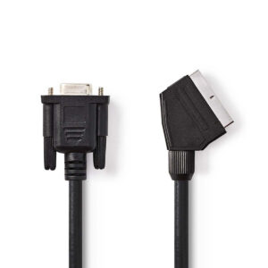 SCART-Kabel | SCART Male | VGA Female 15p | Vernikkeld | 480p | 2.00 m | Rond | PVC | Zwart | Label