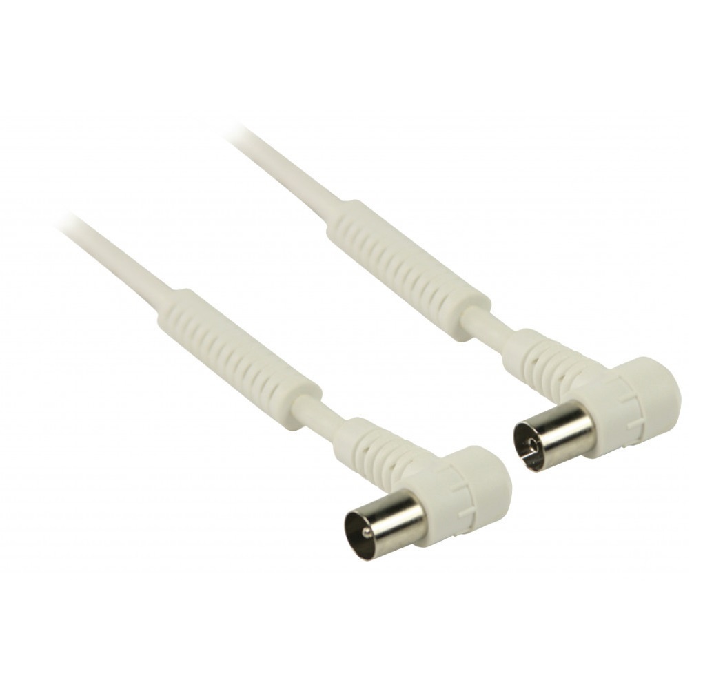 IEC (m) - IEC (v) coaxkabel | 120 dB + ferriet | koper | haaks | wit | 10 meter