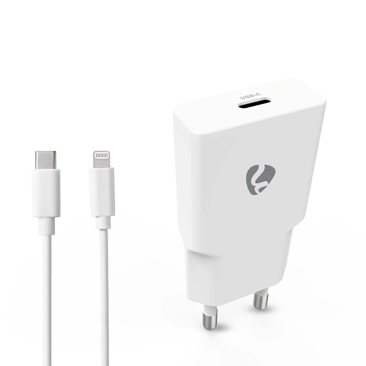 Nedis USB thuislader | USB-C PD | 20W | losse Lightning kabel | 1 meter