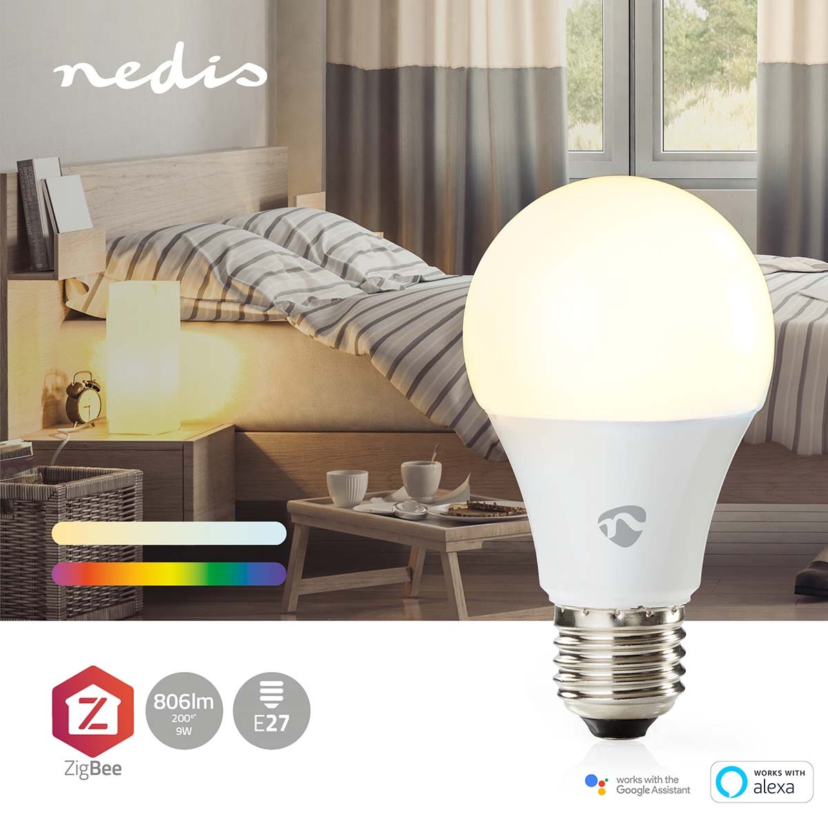 Nedis SmartLife Zigbee LED-lamp | RGB + warm tot koel wit | E27 | A60 | 9W - Afbeelding 5