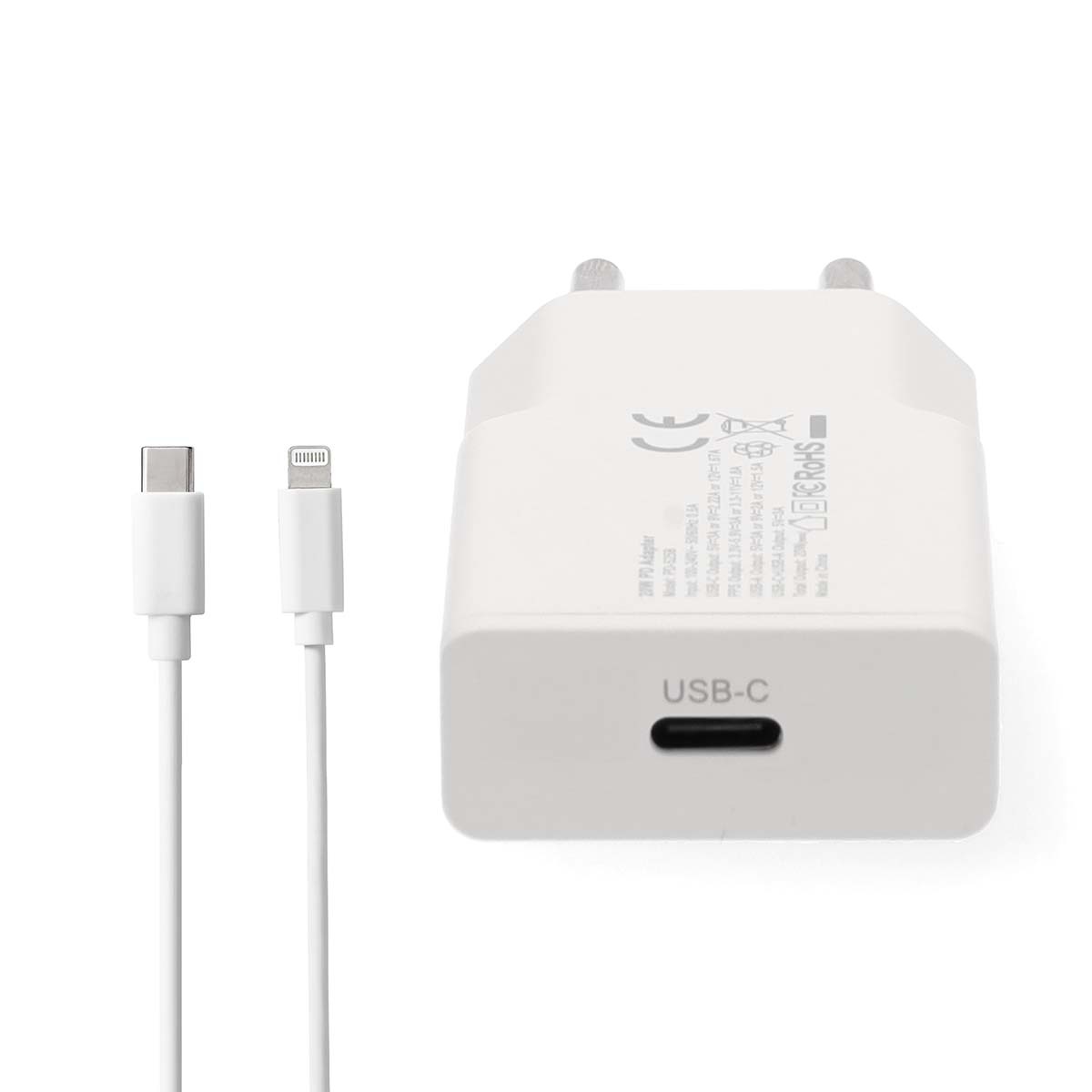 Nedis USB thuislader | USB-C PD | 20W | losse Lightning kabel | 1 meter - Afbeelding 2