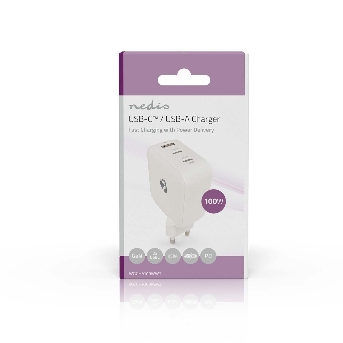 Nedis USB lader | 2x USB-C PD en 1x USB-A QC | GaN | 100W | wit - Afbeelding 5