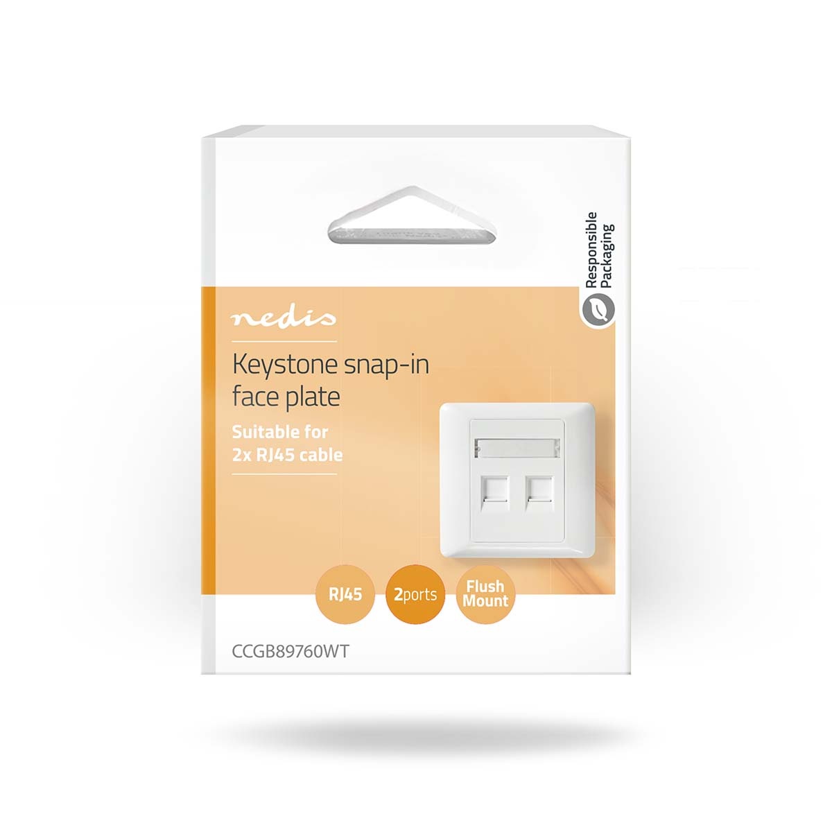 Nedis wandcontactdoos | voor 2 Keystone modules | 0° opening | wit - Afbeelding 4