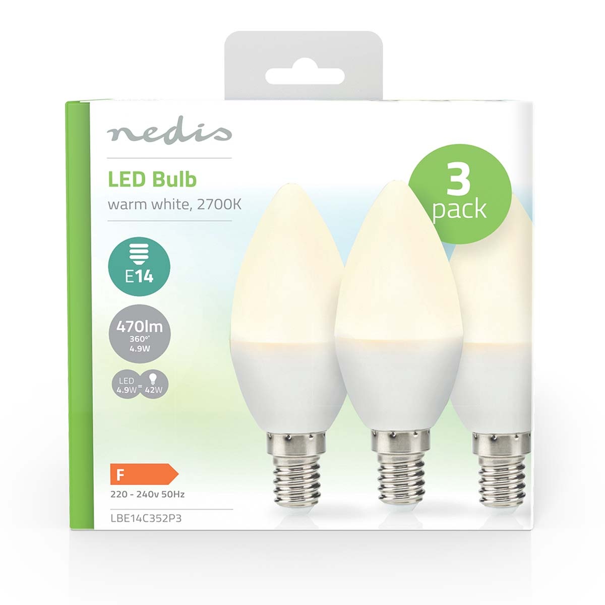 Nedis LED-lamp set | 3 stuks | warm wit | E14 | C35 | 4,9W - Afbeelding 3
