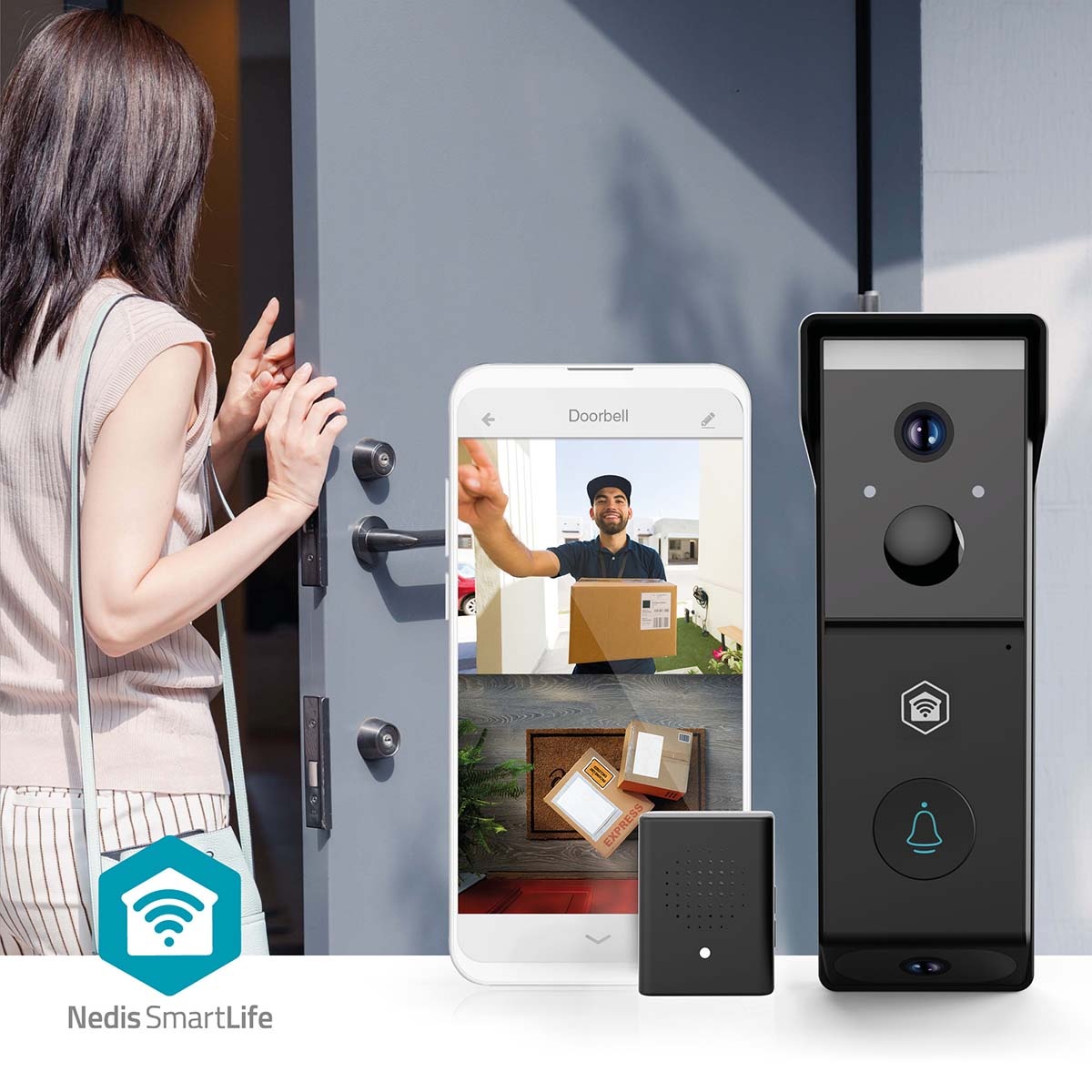 Nedis SmartLife videodeurbel met gong | 2 camera's | batterijvoeding | Wi-Fi | Full HD 1080p - Afbeelding 4