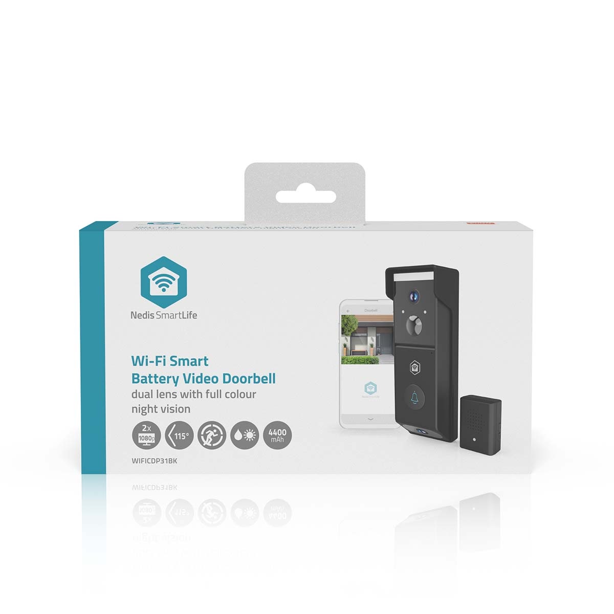 Nedis SmartLife videodeurbel met gong | 2 camera's | batterijvoeding | Wi-Fi | Full HD 1080p - Afbeelding 10