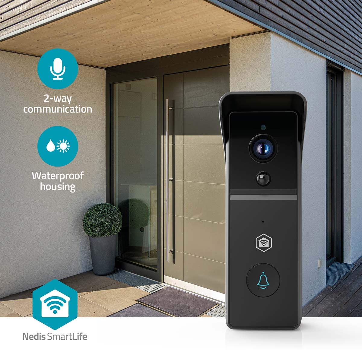 Nedis SmartLife videodeurbel met gong | batterijvoeding | Wi-Fi | 3MP Full HD 1296p - Afbeelding 9