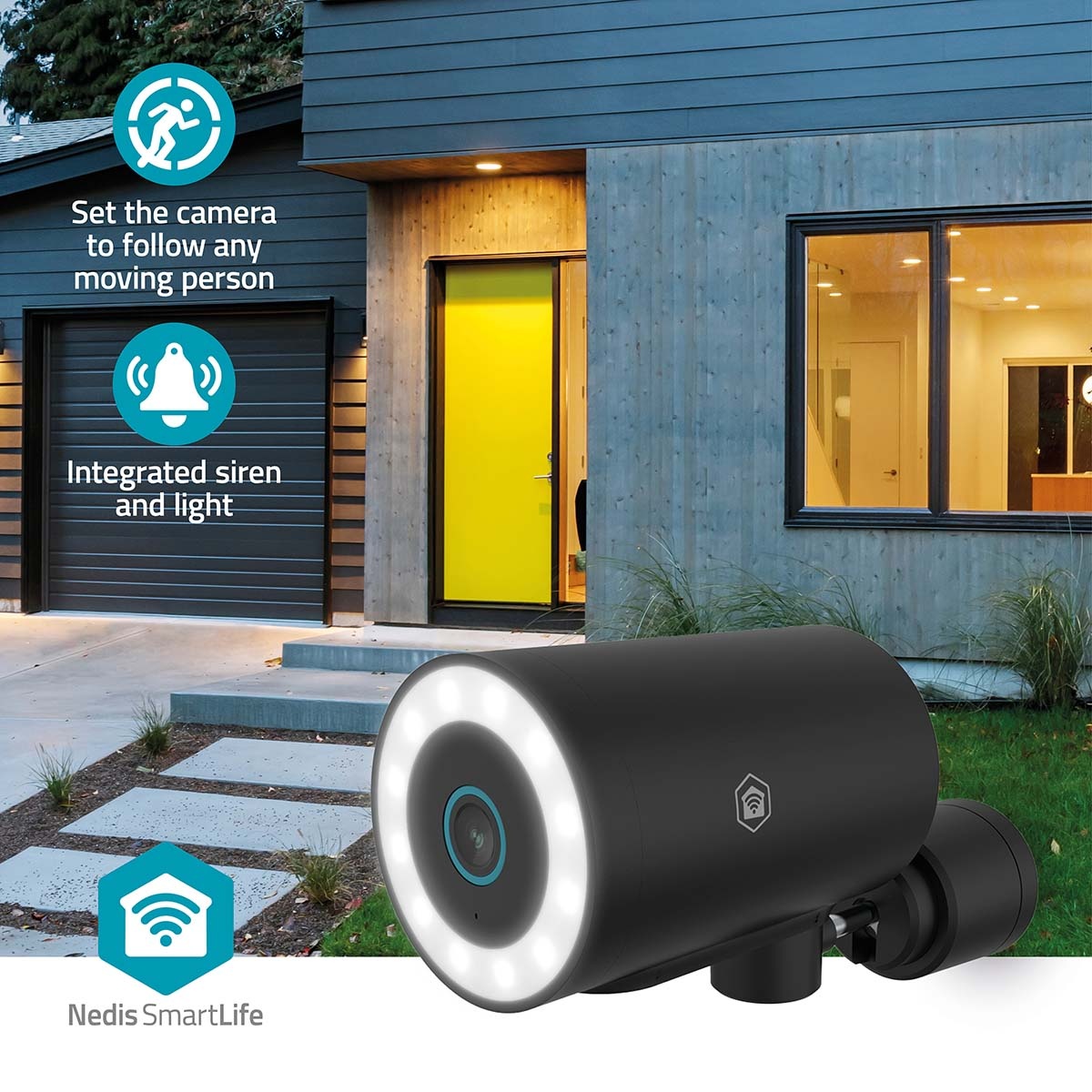 Nedis SmartLife outdoor camera met spotlight | USB-voeding | draaibaar | Wi-Fi | 4K - Afbeelding 7
