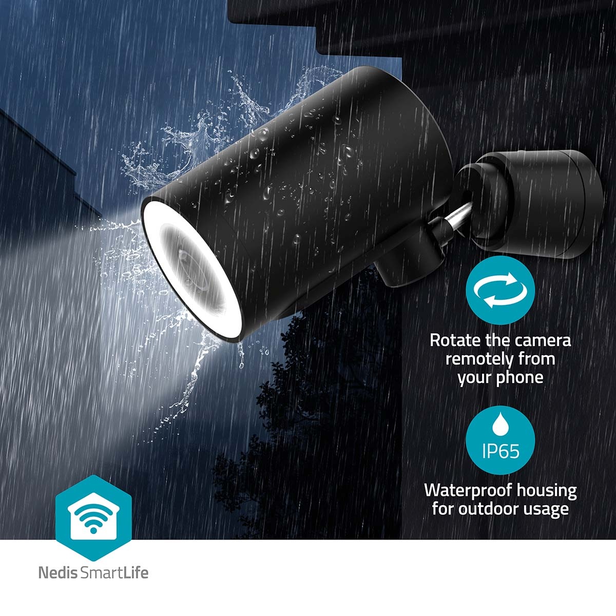Nedis SmartLife outdoor camera met spotlight | USB-voeding | draaibaar | Wi-Fi | 4K - Afbeelding 8