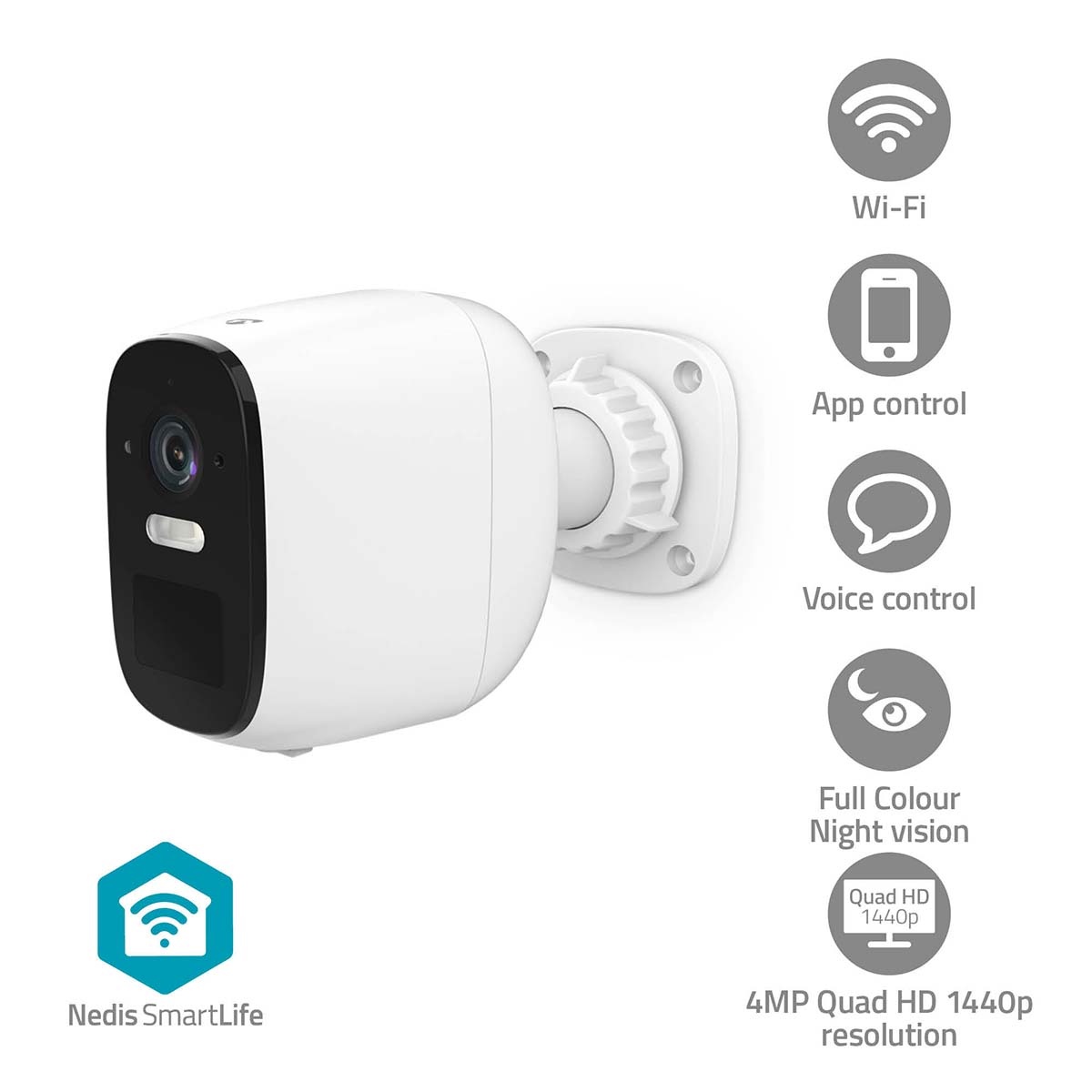 Nedis SmartLife outdoor camera met spotlight | batterijvoeding | Wi-Fi | 4MP Quad HD 1440p - Afbeelding 2