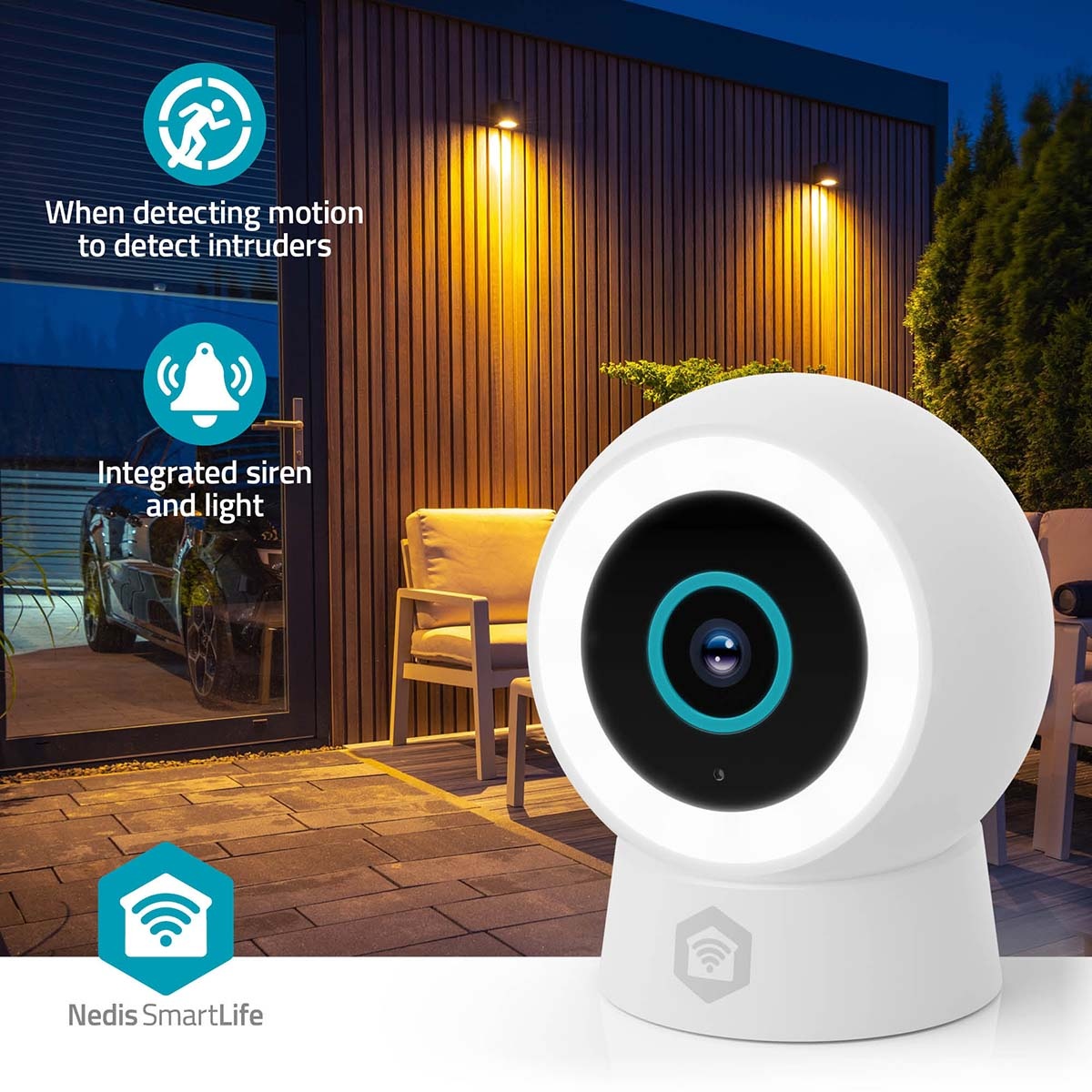 Nedis SmartLife outdoor camera met spotlight | USB-voeding | Wi-Fi | 3MP Full HD 1296p - Afbeelding 8