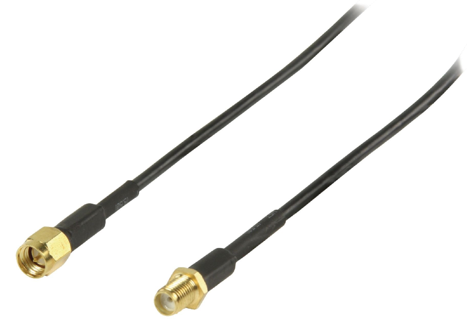 Antennekabel | SMA Male | SMA Female | Verguld | 50 Ohm | Enkelvoudig Afgeschermd | 2.00 m | Rond | PVC | Zwart | Label