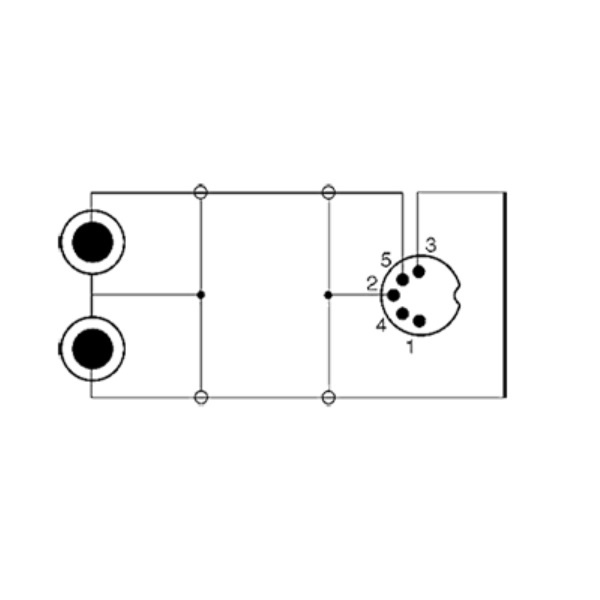DIN 5-pins - Tulp stereo kabel (afspelen) | zwart | 1 meter - Afbeelding 3