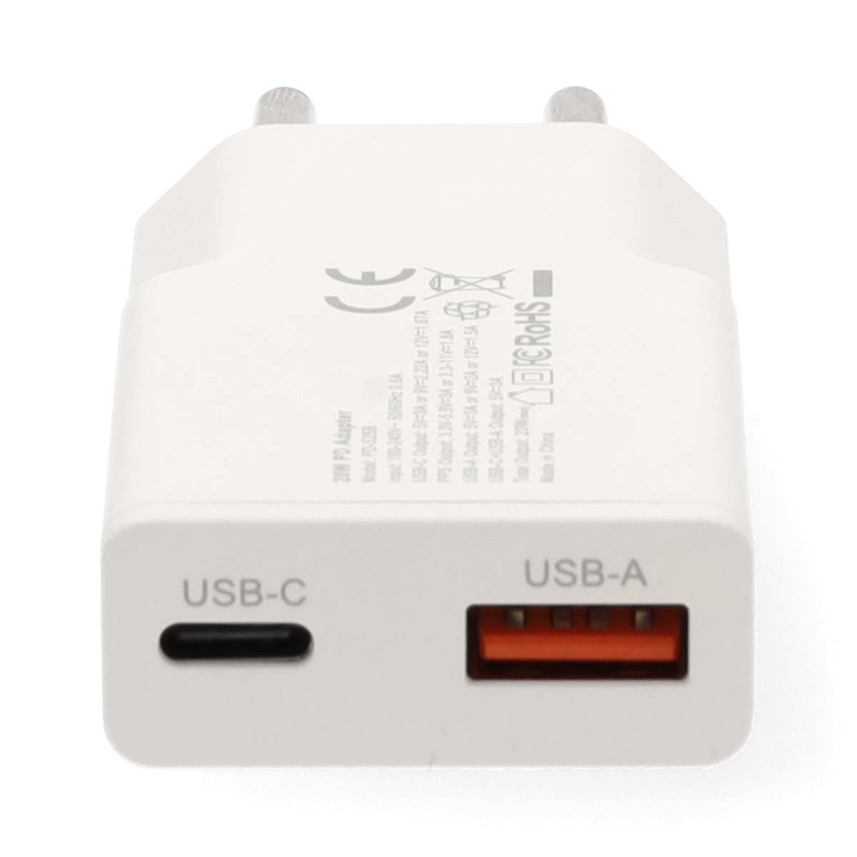 Nedis USB lader | USB-C PD en USB-A QC | incl. USB-C kabel | GaN | 20W | wit - Afbeelding 3