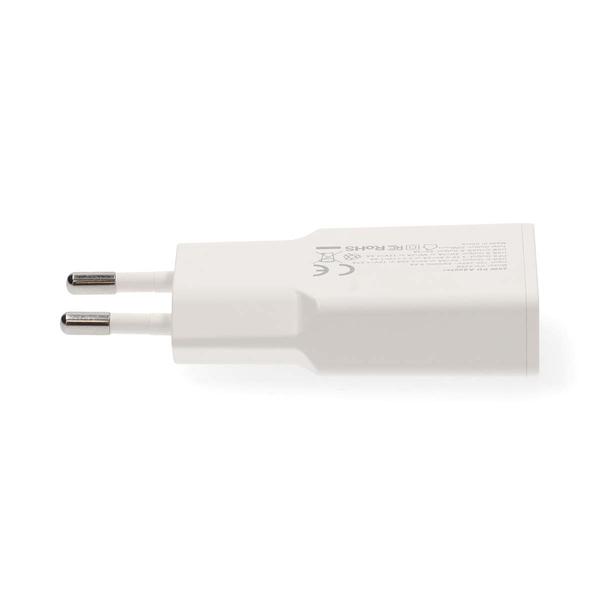 Nedis USB lader | USB-C PD en USB-A QC | incl. USB-C kabel | GaN | 20W | wit - Afbeelding 4