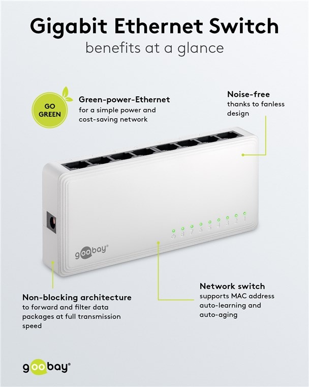 Goobay Gigabit ethernet switch | 8 poorten | wit - Afbeelding 9