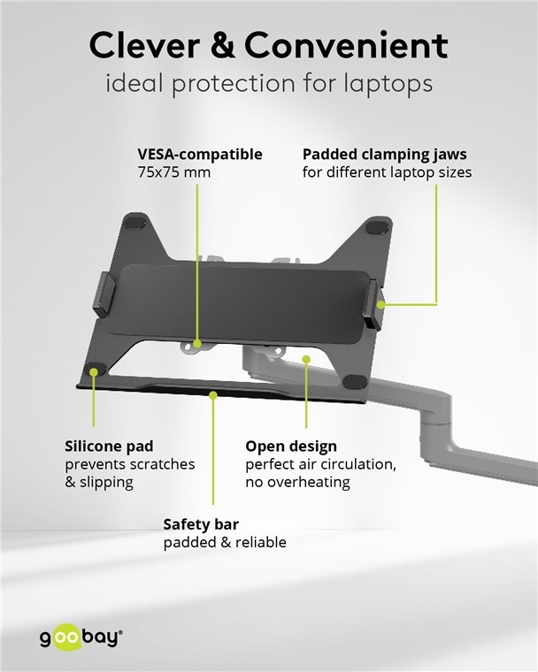 Goobay Pro bureaubeugel voor monitoren tot 32 inch en notebooks tot 17,3 inch | full motion - Afbeelding 5