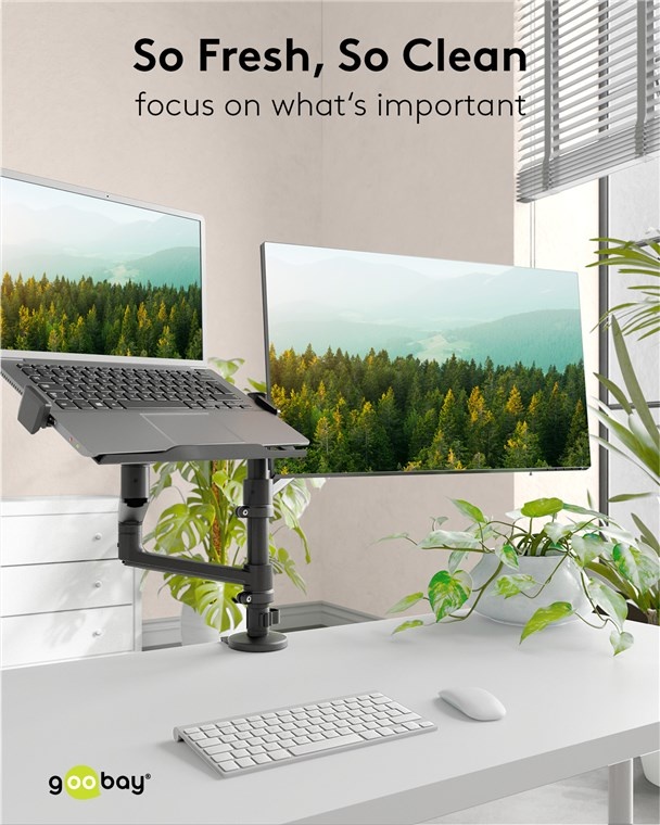Goobay Pro bureaubeugel voor monitoren tot 32 inch en notebooks tot 17,3 inch | full motion - Afbeelding 7