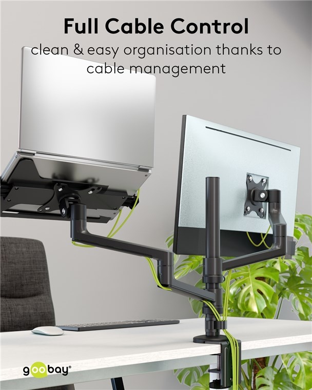 Goobay Pro bureaubeugel voor monitoren tot 32 inch en notebooks tot 17,3 inch | full motion - Afbeelding 8