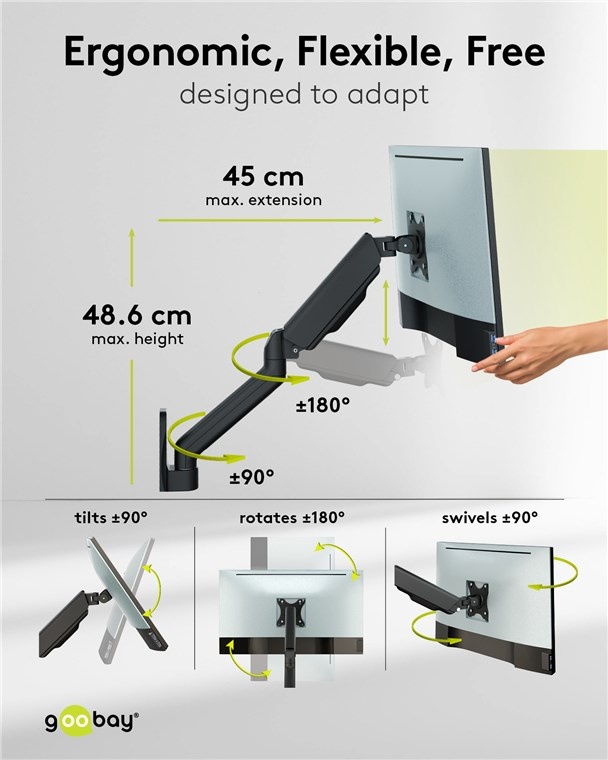 Goobay muurbeugel voor 1 monitor tot 32 inch | interactief - Afbeelding 3