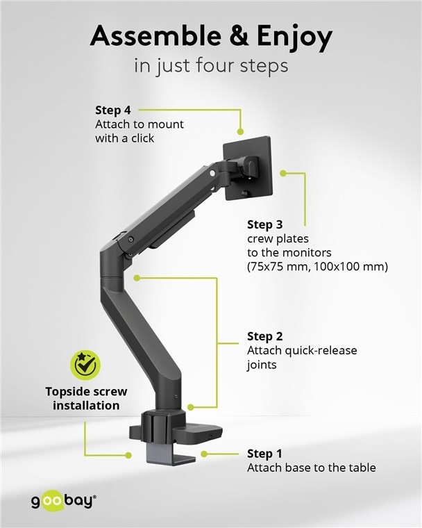 Goobay bureaubeugel voor 1 monitor tot 49 inch | interactief - Afbeelding 5