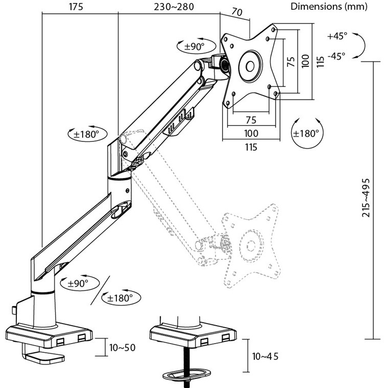 Goobay Pro bureaubeugel voor 1 monitor tot 32 inch | interactief - Afbeelding 10