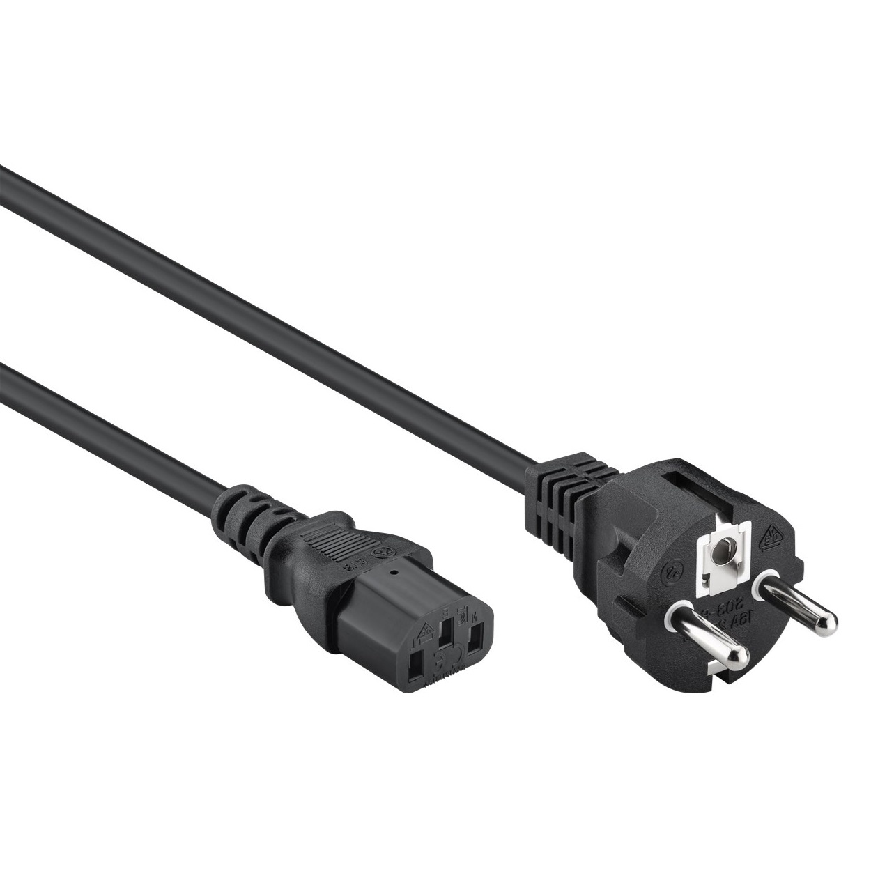 C13 (recht) - CEE 7/7 (recht) stroomkabel | 3x 1,00mm | zwart | 10 meter