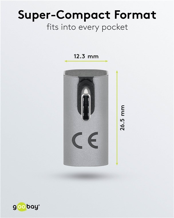 Goobay USB-C haakse adapter | links/rechts (gedraaid) | USB4 40 Gbps | PD 240W | 8K 60Hz | aluminium - Afbeelding 3