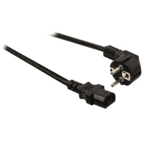 Stroomkabel | Type F (CEE 7/7) Male | IEC-320-C13 | Gehoekt | Recht | Vernikkeld | 2.00 m | Rond | PVC | Zwart | Label