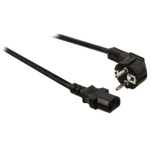 Stroomkabel | Type F (CEE 7/7) Male | IEC-320-C13 | Gehoekt | Recht | Vernikkeld | 3.00 m | Rond | PVC | Zwart | Label