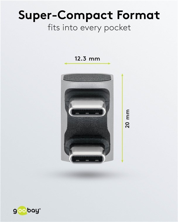 Goobay USB-C koppelstuk (m-m) | haaks (U-bocht) | USB4 40 Gbps | PD 240W | 8K 60Hz | aluminium - Afbeelding 3