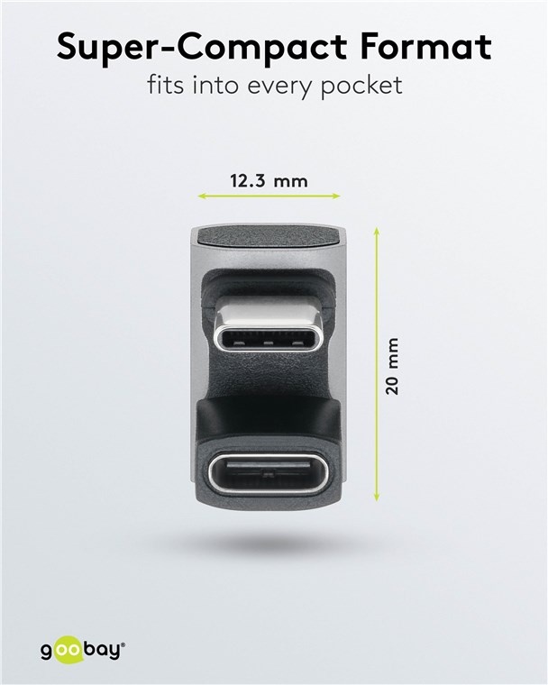 Goobay USB-C haakse adapter | haaks (U-bocht) | USB4 40 Gbps | PD 240W | 8K 60Hz | aluminium - Afbeelding 3