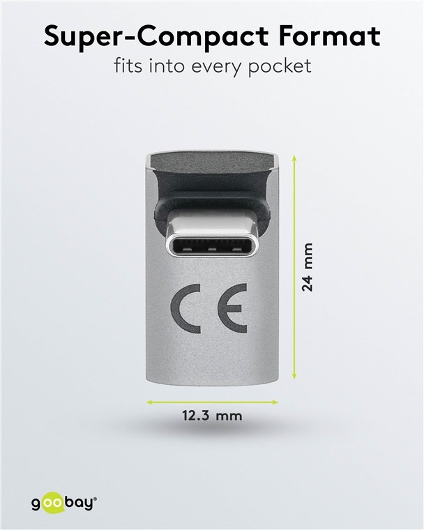 Goobay USB-C haakse adapter | boven/beneden (kort) | USB4 40 Gbps | PD 240W | 8K 60Hz | aluminium - Afbeelding 3
