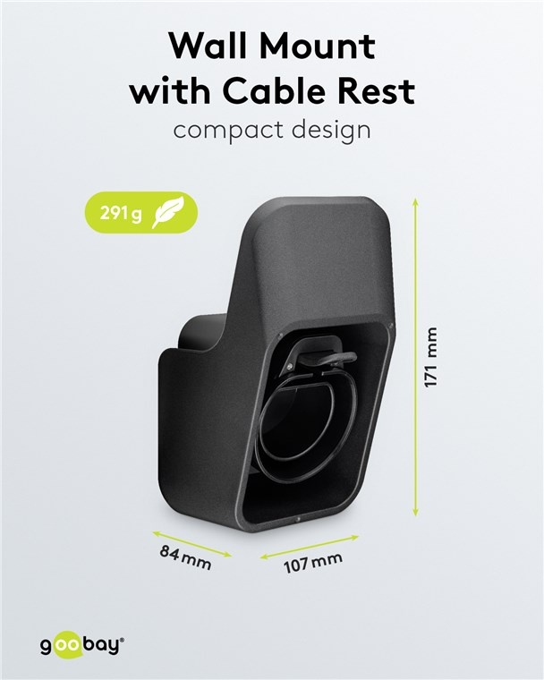 Goobay wandbeugel met kabelhouder voor EV Type 2 oplaadkabel en connector - Afbeelding 3