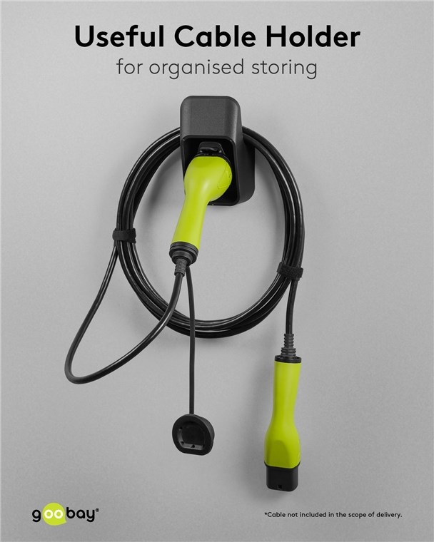 Goobay wandbeugel met kabelhouder voor EV Type 2 oplaadkabel en connector - Afbeelding 6