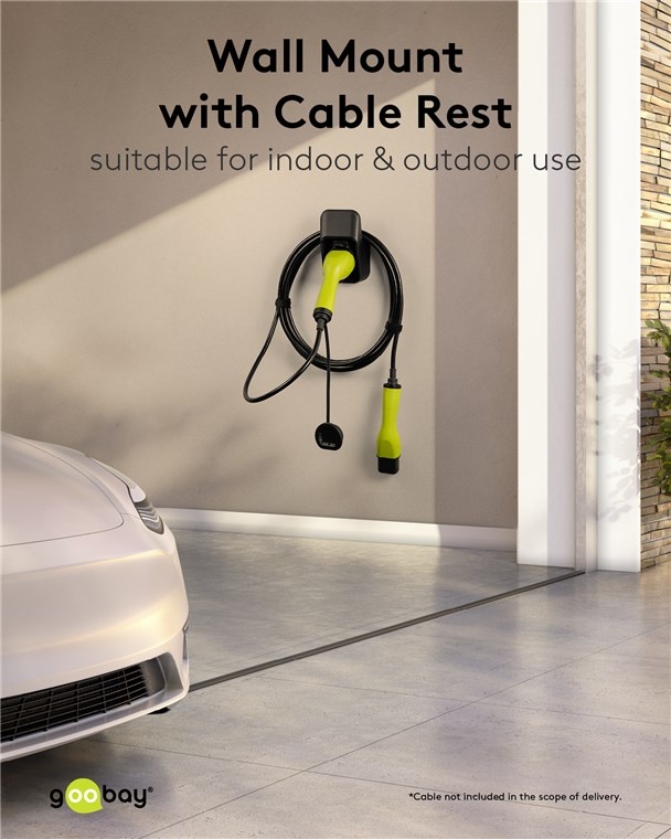 Goobay wandbeugel met kabelhouder voor EV Type 2 oplaadkabel en connector - Afbeelding 7