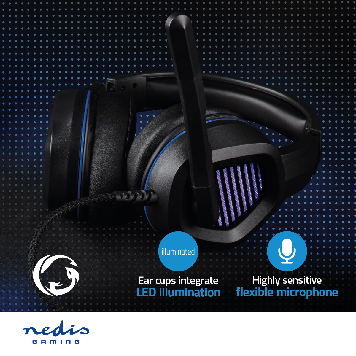 Nedis Gaming over-ear PC headset | surround | LED | USB-A | 2,1 meter - Afbeelding 7