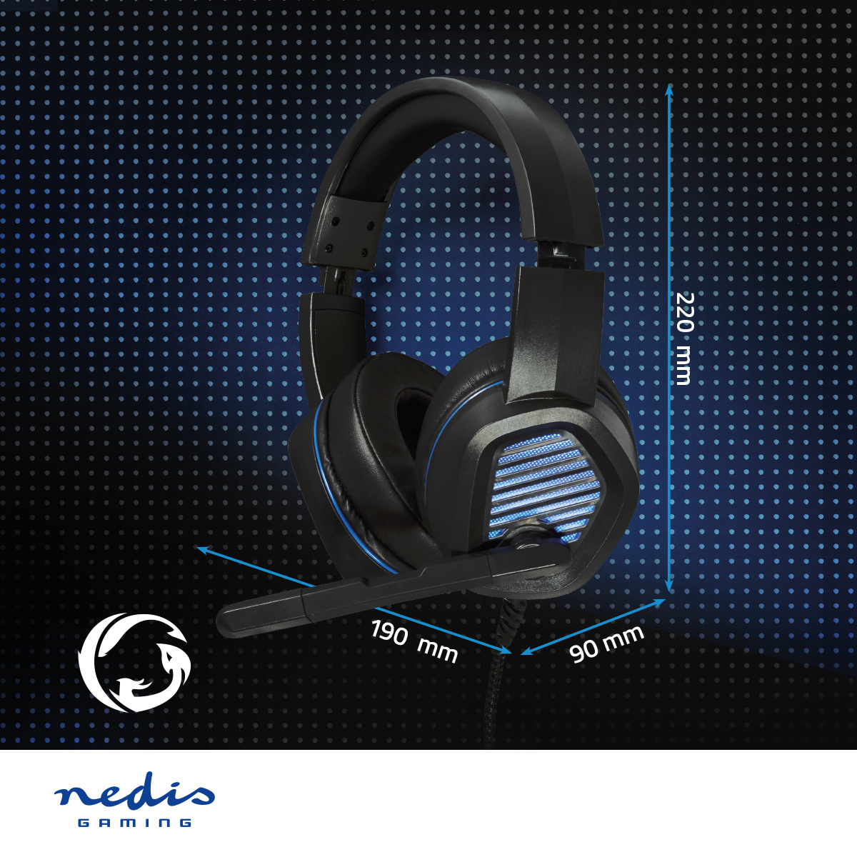 Nedis Gaming over-ear PC headset | surround | LED | USB-A | 2,1 meter - Afbeelding 8