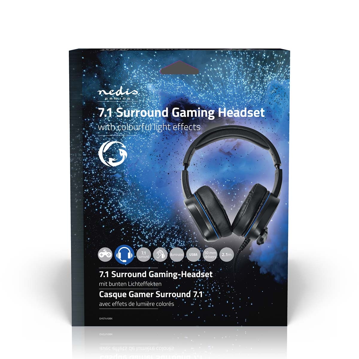 Nedis Gaming over-ear PC headset | surround | LED | USB-A | 2,1 meter - Afbeelding 10