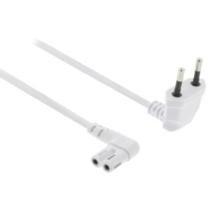 Stroomkabel | Euro Male | IEC-320-C7 | Gehoekt | Links Gehoekt | Vernikkeld | 3.00 m | Plat | PVC | Wit | Label