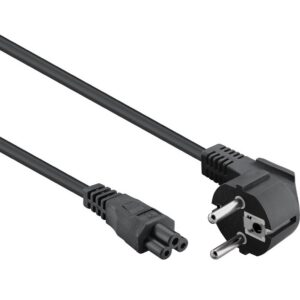 Stroomkabel | Type F (CEE 7/7) Male | IEC-320-C5 | Gehoekt | Recht | Vernikkeld | 5.00 m | Rond | PVC | Zwart | Label