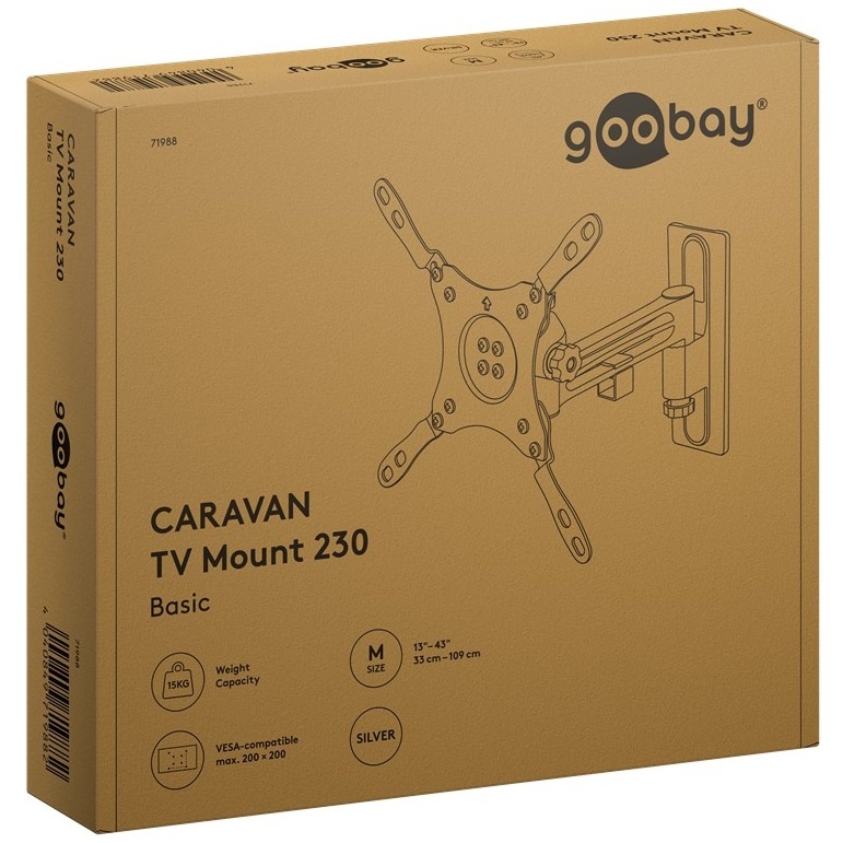 Goobay caravan muurbeugel voor schermen tot 43 inch | full motion | 2 draaipunten - Afbeelding 8