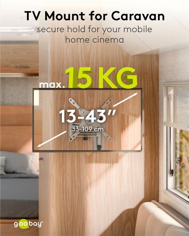 Goobay caravan muurbeugel voor schermen tot 43 inch | full motion | 3 draaipunten - Afbeelding 2