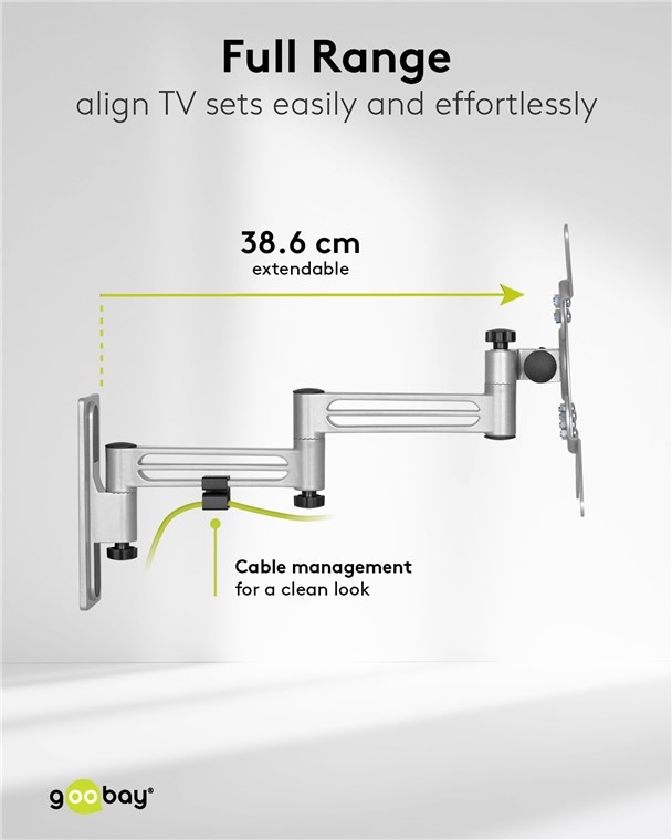 Goobay caravan muurbeugel voor schermen tot 43 inch | full motion | 3 draaipunten - Afbeelding 7