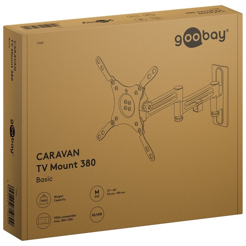 Goobay caravan muurbeugel voor schermen tot 43 inch | full motion | 3 draaipunten - Afbeelding 8