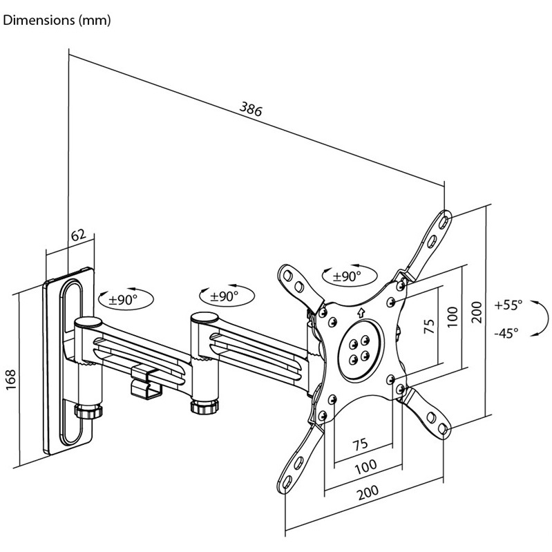 Goobay caravan muurbeugel voor schermen tot 43 inch | full motion | 3 draaipunten - Afbeelding 9