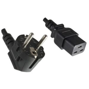 Stroomkabel | Type F (CEE 7/7) Male | IEC-320-C19 | Gehoekt | Recht | Vernikkeld | 2.00 m | Rond | PVC | Zwart | Label