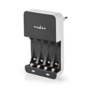 NiMH-Batterijlader AA / AAA | 1.2 V DC | Druppelladen | Euro / Type-C (CEE 7/16) | Batterijtype: AA / AAA | Wit / Zwart