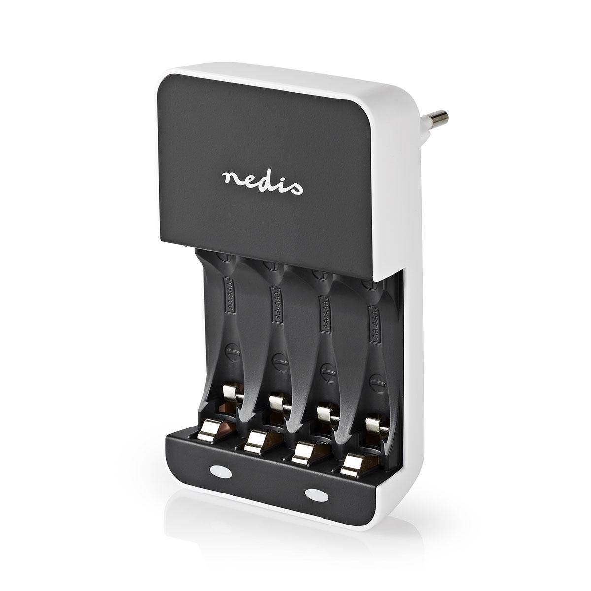 NiMH-Batterijlader AA / AAA | 1.2 V DC | Druppelladen | Euro / Type-C (CEE 7/16) | Batterijtype: AA / AAA | Wit / Zwart